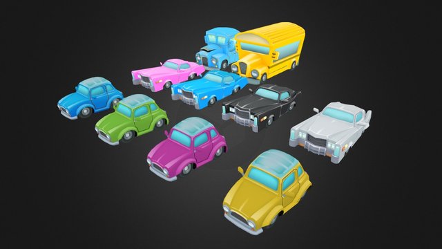 Cartoon Cars 3D Model