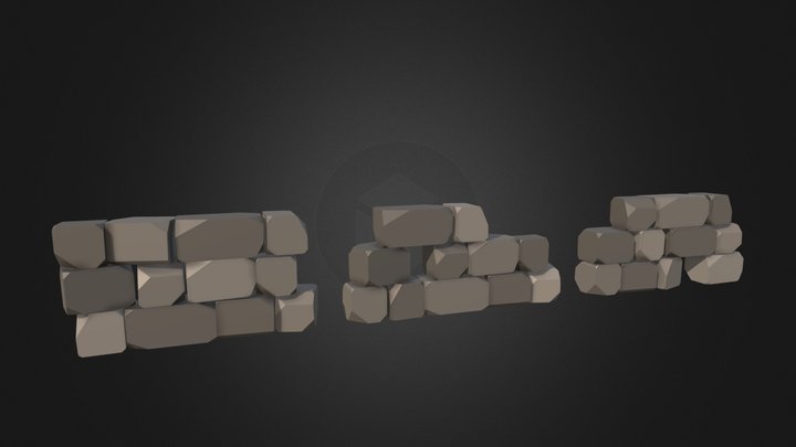 Low Poly Stone walls 3D Model