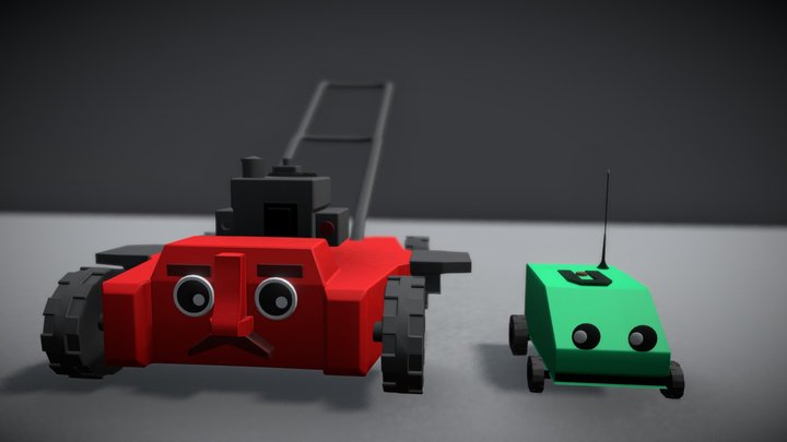 Lawn Mowers Cartoon Characters 3D Model