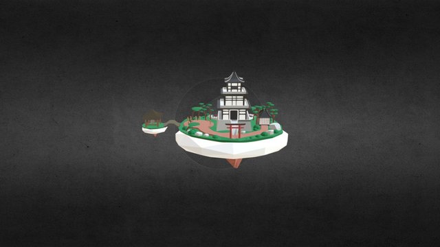 Temple Island Low Poly 3D Model