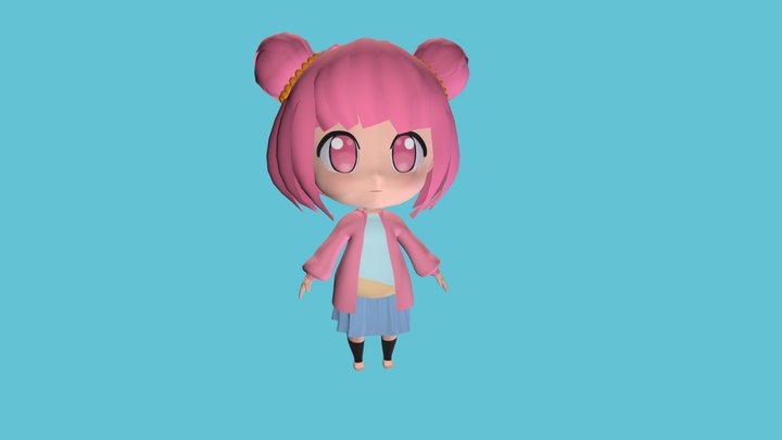 Chibi Girl Character 3D Model