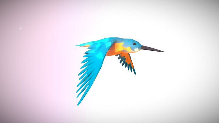Low Poly Bird: Kingfisher 3D Model