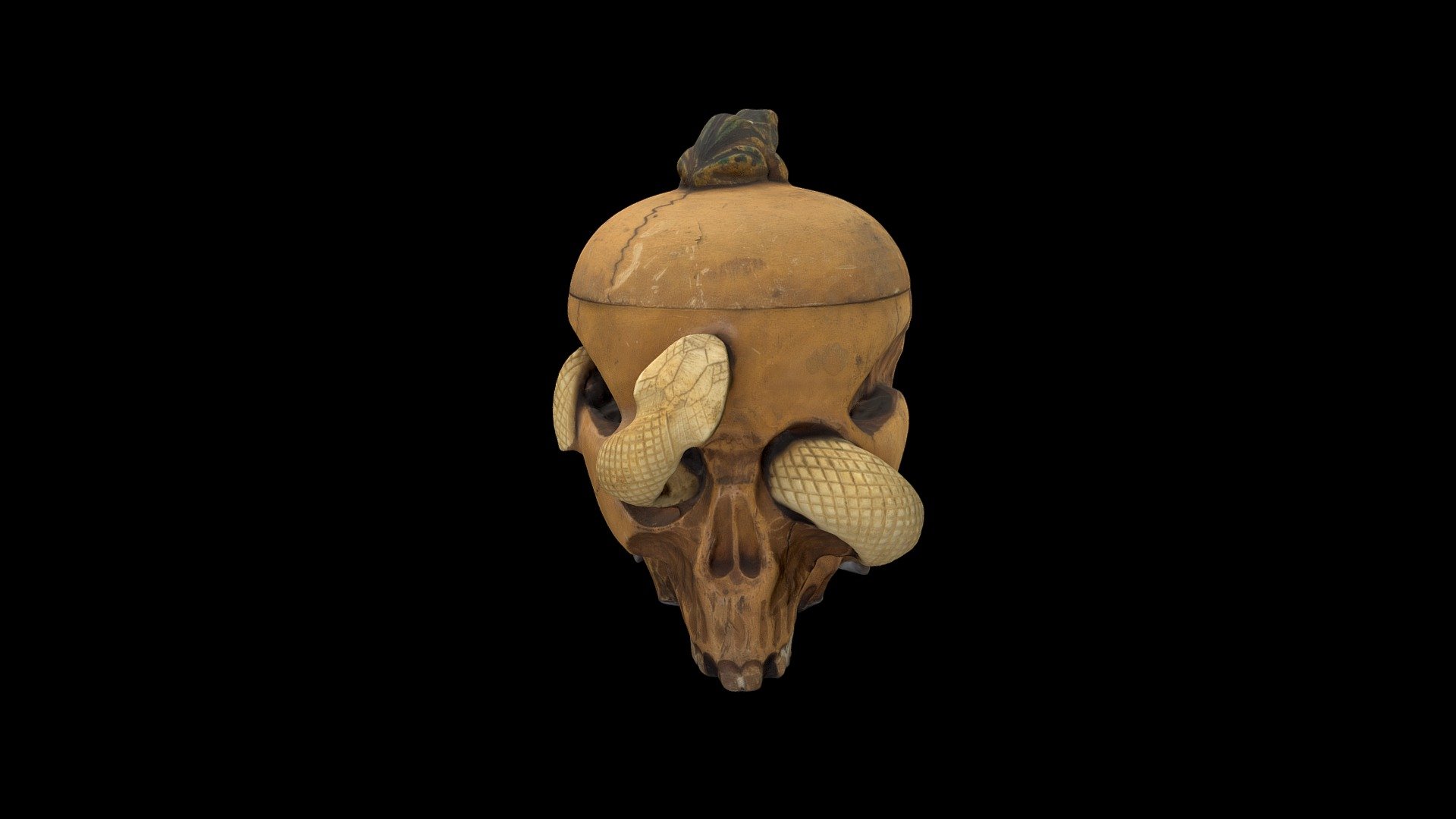Tobacco jar in the shape of a skull