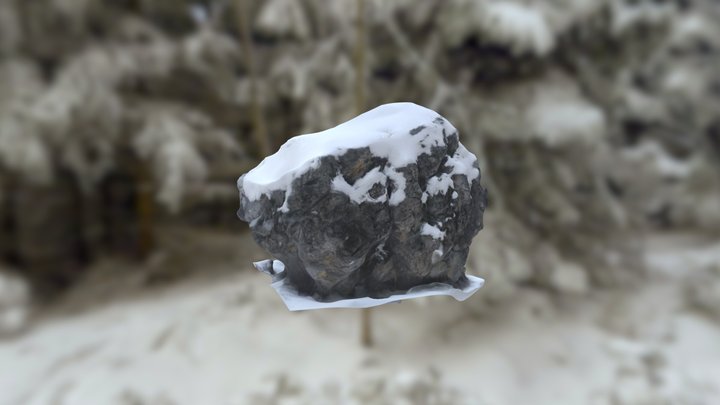 Snowy Boulder 3D Model