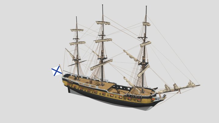 Russian archipelago frigate Svjatoi Nikolai 3D Model