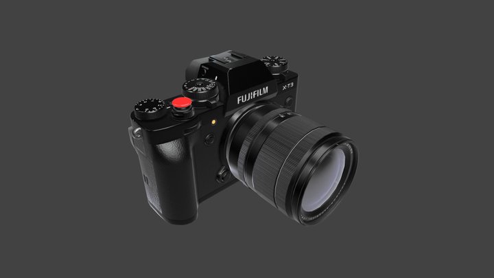 X-T3 with Lens Full Exposion Animation 3D Model