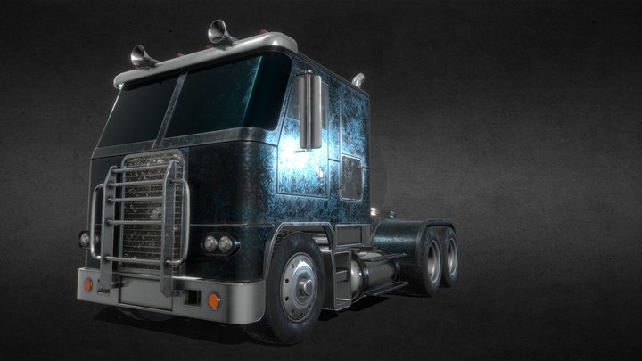 Semi Truck Baked 3D Model