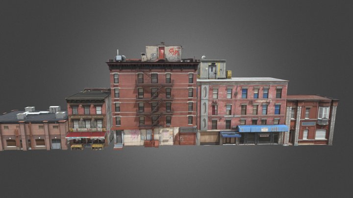 5 Buildings Low-Poly 3D Model