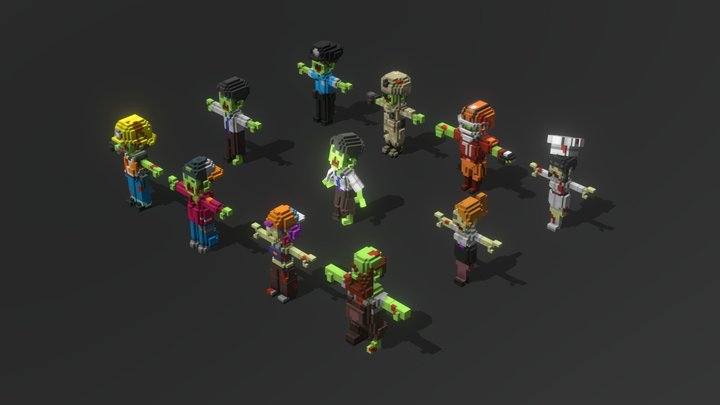Voxel Character Pack #4 Zombies v1.0 3D Model