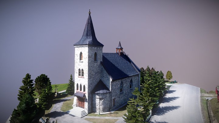 Węglówka, church and surroundings, HQ 3D Model