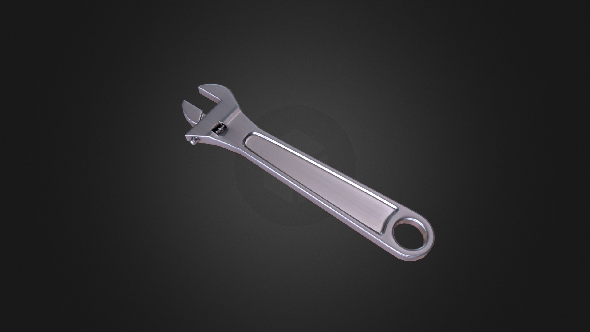 3D model Wrench - This is a 3D model of the Wrench. The 3D model is about a silver knife with a black background.