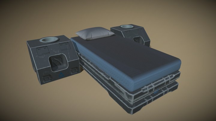 Cyberpunk Bed & furniture 3D Model
