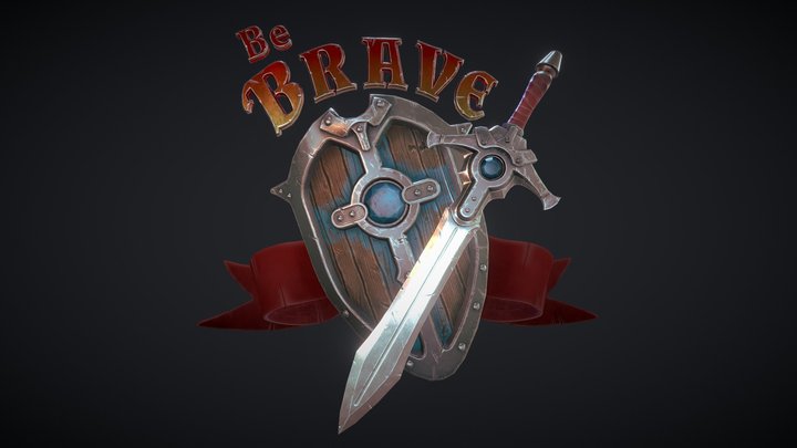 Sword & shield weapon for games. 3D Model
