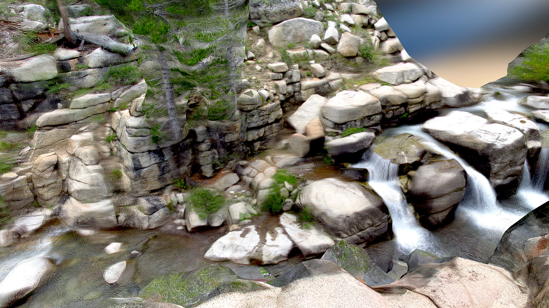 3D model Leavett Creek Cascade - This is a 3D model of the Leavett Creek Cascade. The 3D model is about a rocky river bed.