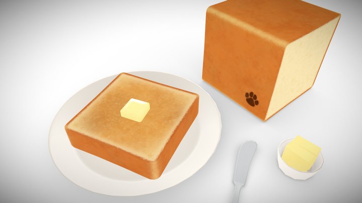 Toast with Butter 3D Model