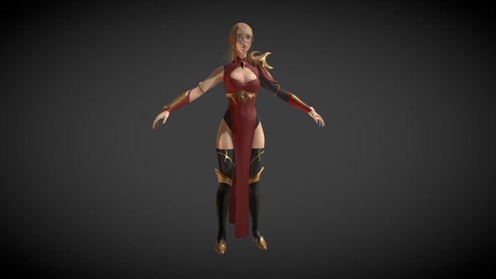 Female Elf Character 3D Model