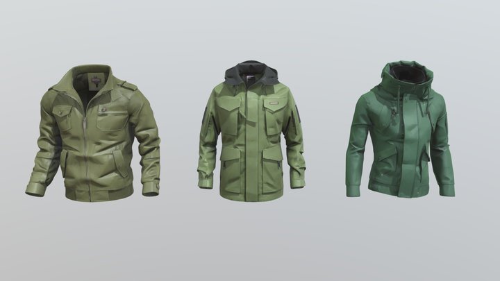3 Man Coat Low Poly