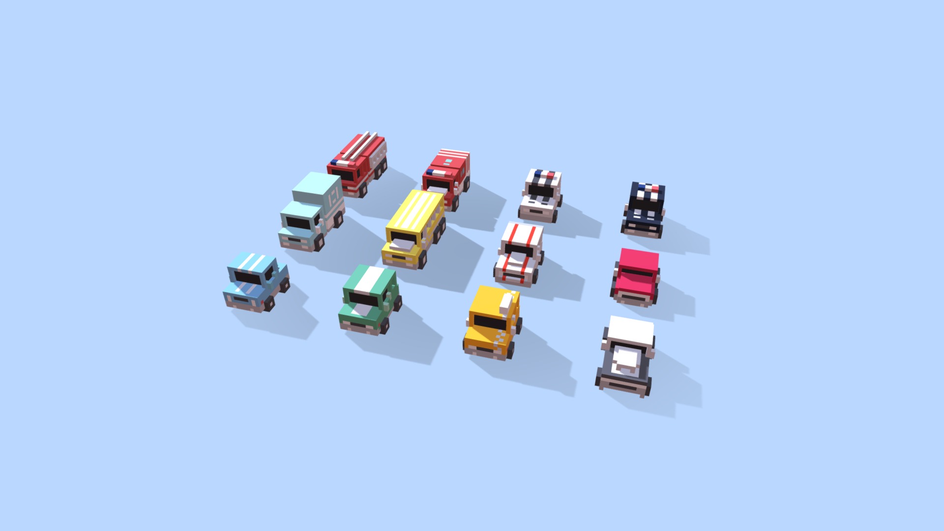 3D model Voxel Cars