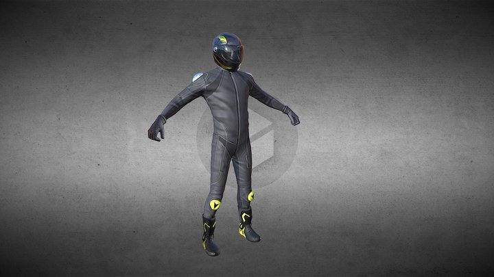 One Piece Leather Riding Suit 3D Model