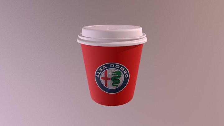 Coffee Cup 1 Red 3D Model