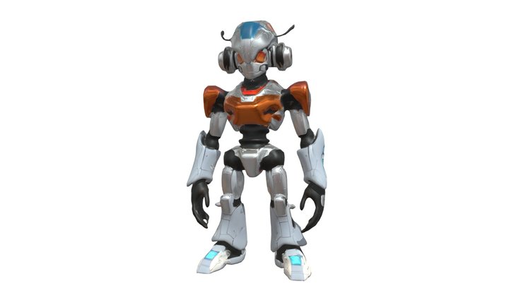 Humanoid robot in futuristic armor 3D Model