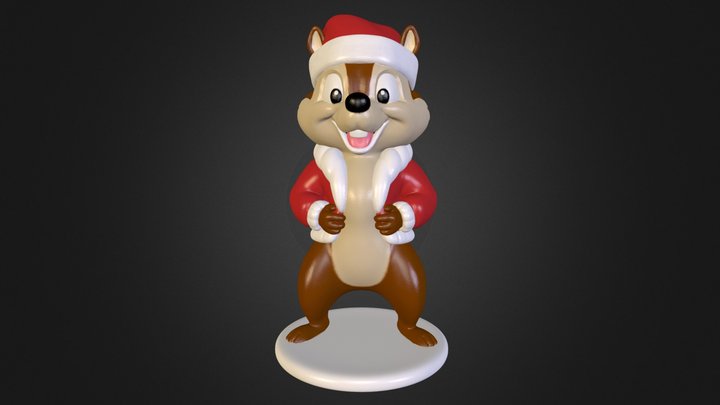 Cartoon Chipmunk. Christmas Edition 3D Model