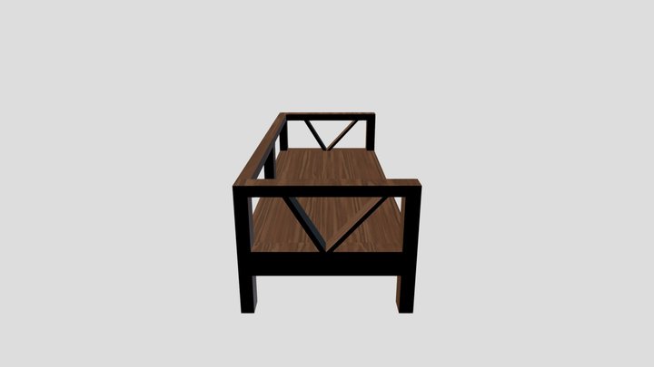 Wood Couch 3D Model