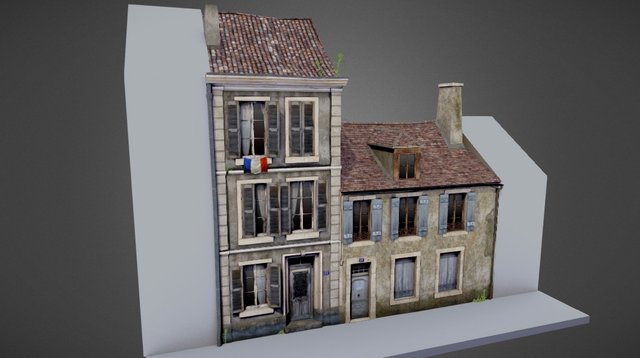 2 French Houses with Custom Lightmap 3D Model