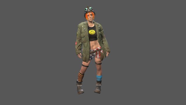 Post Apocalyptic Rebel Girl 3D Model