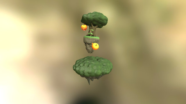 Tree and mountain colour 3D Model