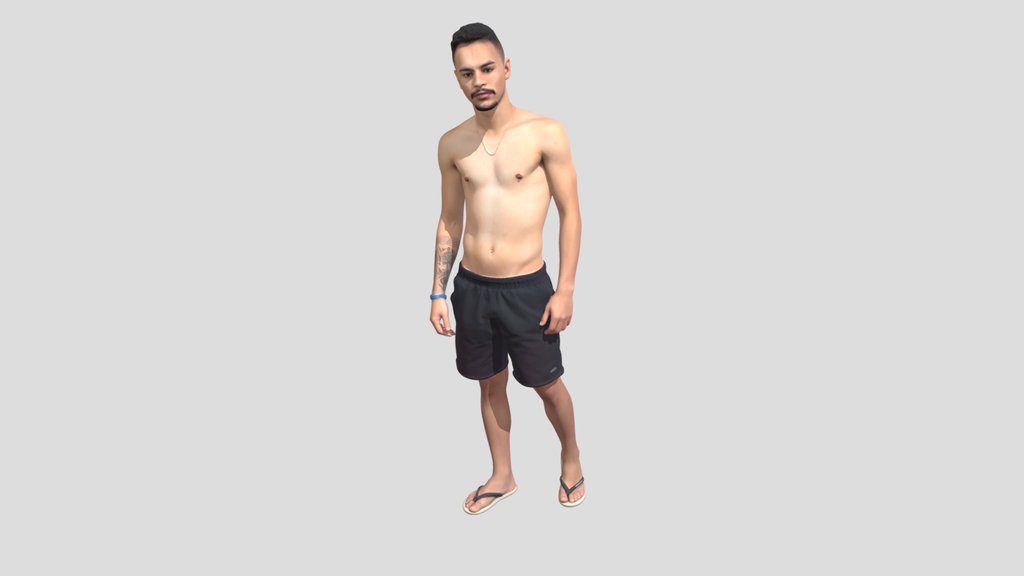 Shirtless Man in Black Swim Shorts