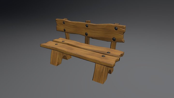Wooden Bench 3D Model