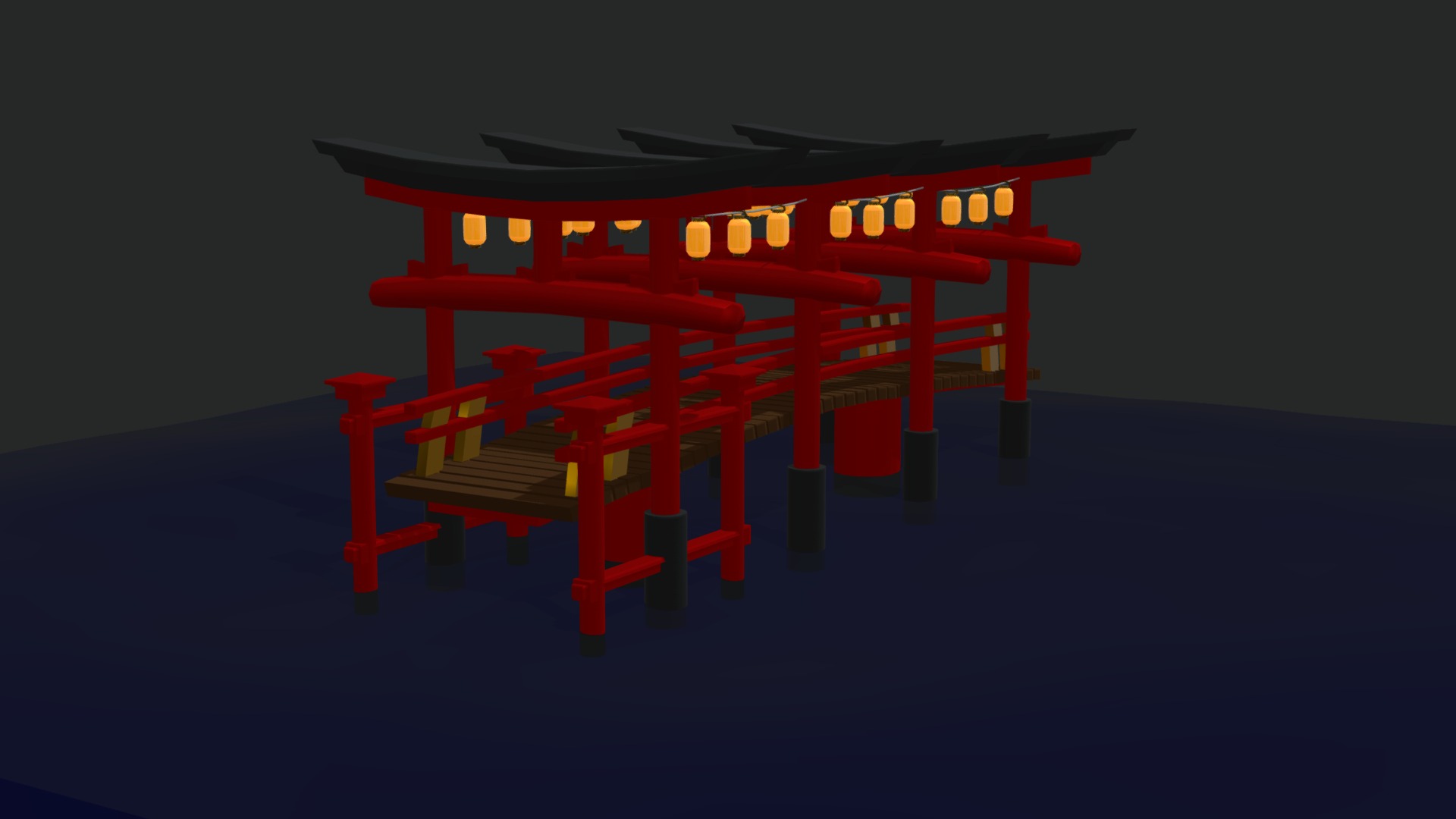 3D model Temple Entrance Torii Gate - This is a 3D model of the Temple Entrance Torii Gate. The 3D model is about a red and yellow sign.