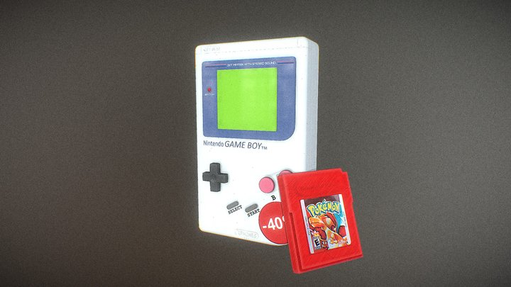 Gameboy (1989 Gray) + Pokemon Red 3D Model