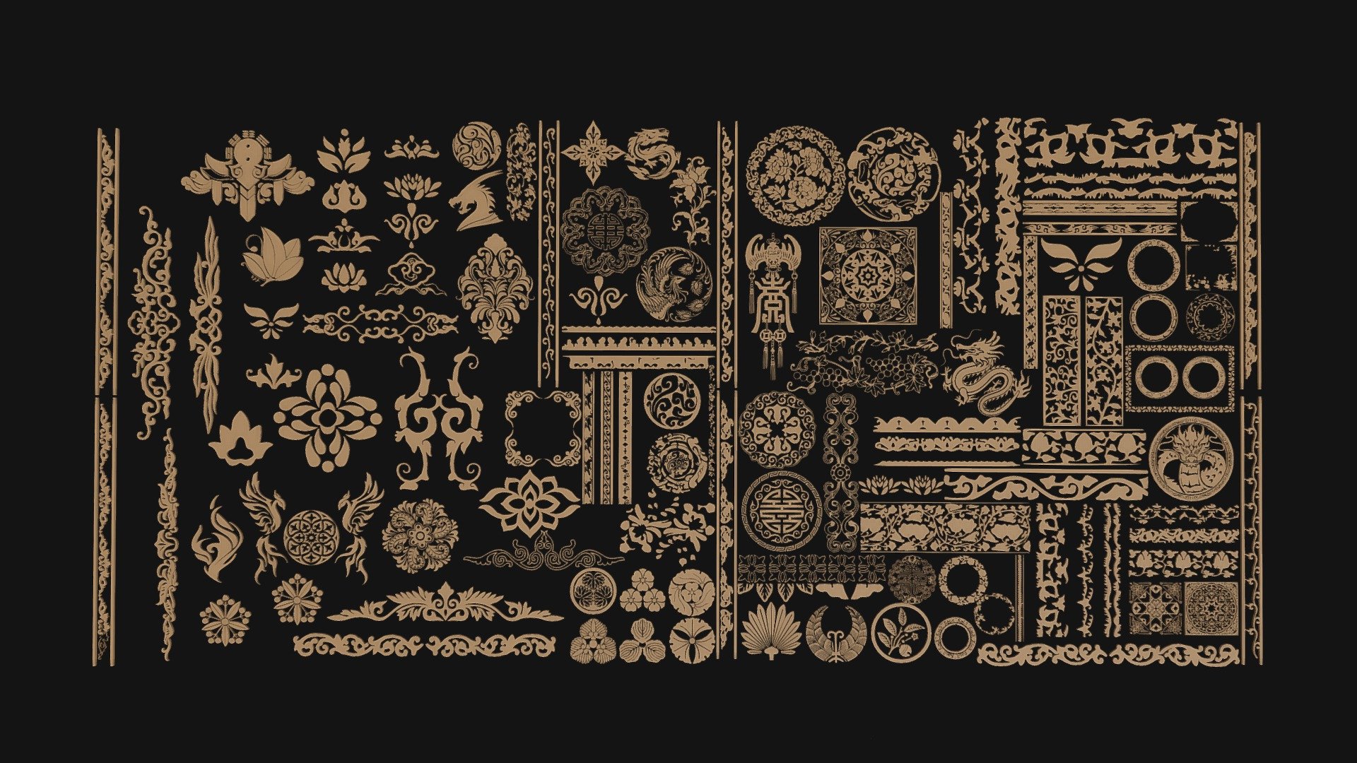 Chinese carved decorative patterns pack 1 - Buy Royalty Free 3D model ...