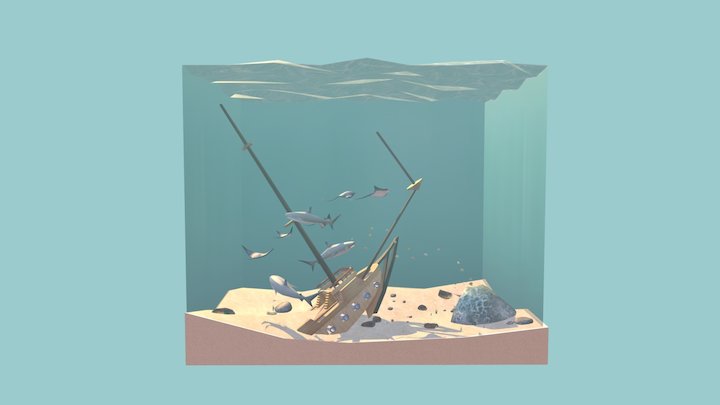 Low Poly Sea View 3D Model