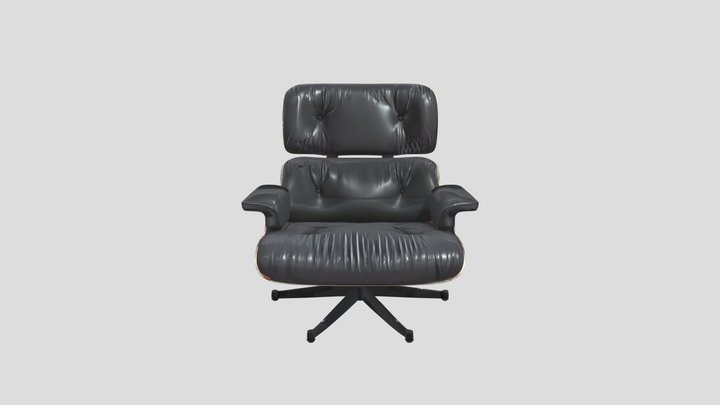 Modern lounge chair with wood and leather 3D Model