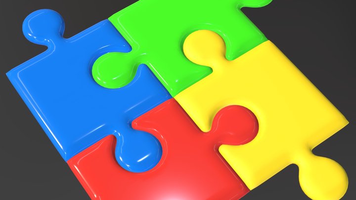 Please wait loading puzzle anmation 3D Model