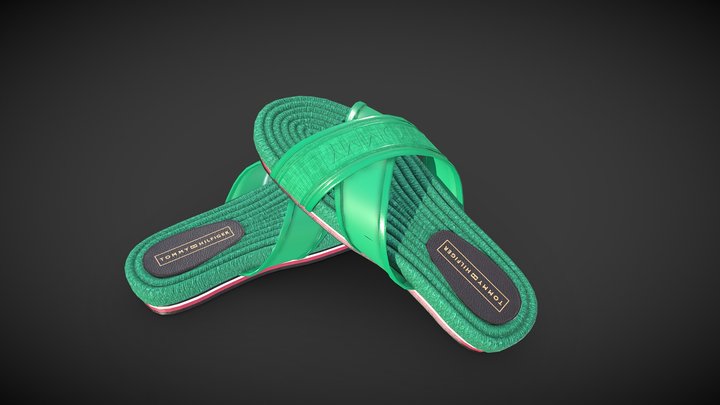 Tommy Hilfiger slippers green 3D Model