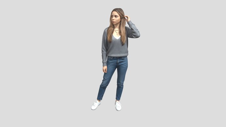 Gray Knit Sweater With Blue Jeans – Kostenloses 3D-Modell STL