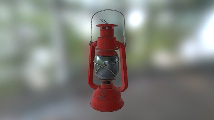 Red Oil Lamp 3D Model