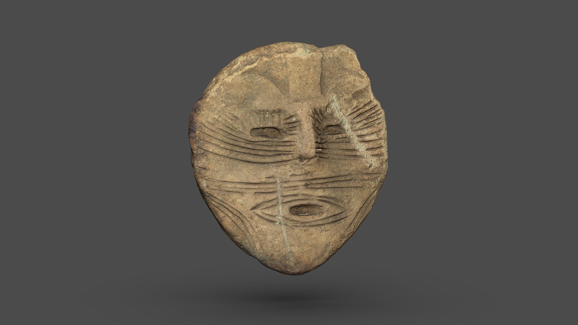 鯨面土偶 Tattooed face dogu (clay figurine) - 3D model by 栃木県