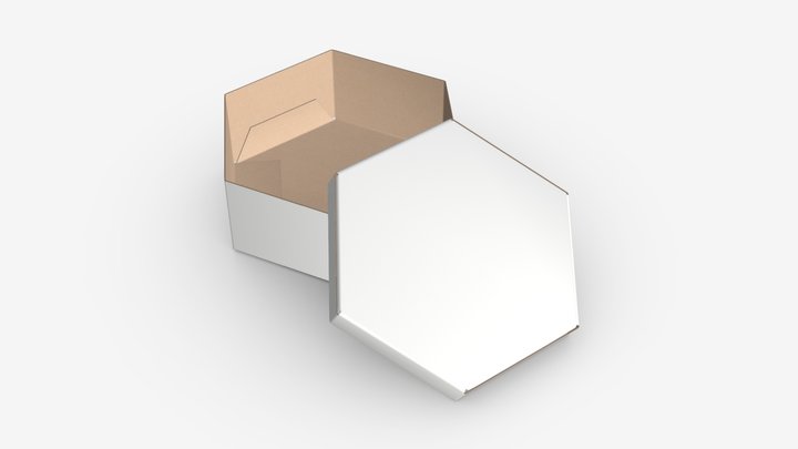 Hexagonal paper box open 02 3D Model