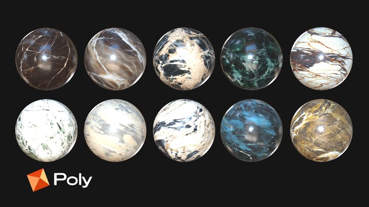 10 Realistic Marble Material Pack - PBR Textures 3D Model