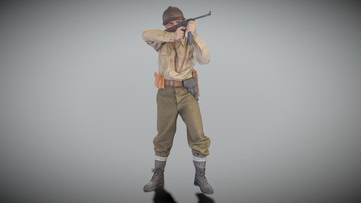French partisan with gun 269 3D Model
