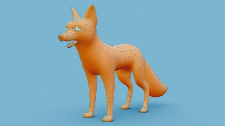 Stylized Fox Retopology (Original by Ida Faber) 3D Model