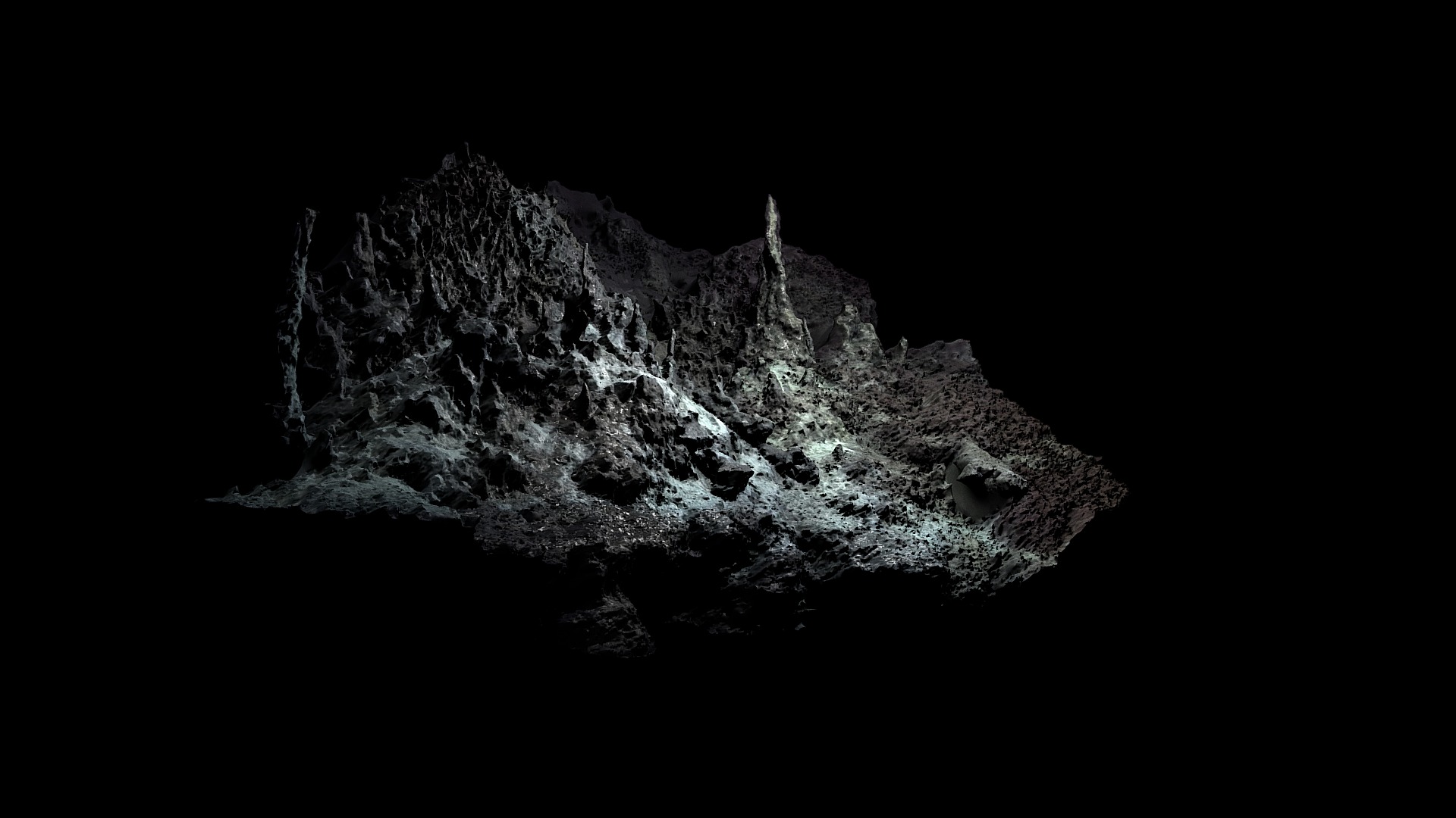 3D model Low Poly Deep Sea Hydrothermal Vent #5 - This is a 3D model of the Low Poly Deep Sea Hydrothermal Vent #5. The 3D model is about a rock with a dark background.