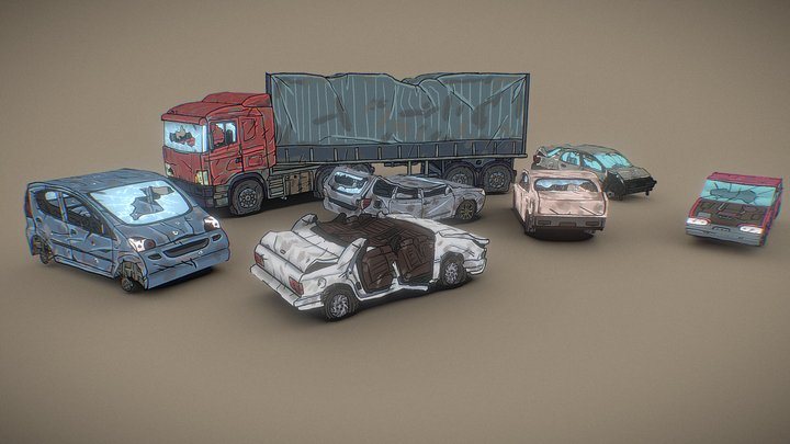cars post-apocalypse 3D Model