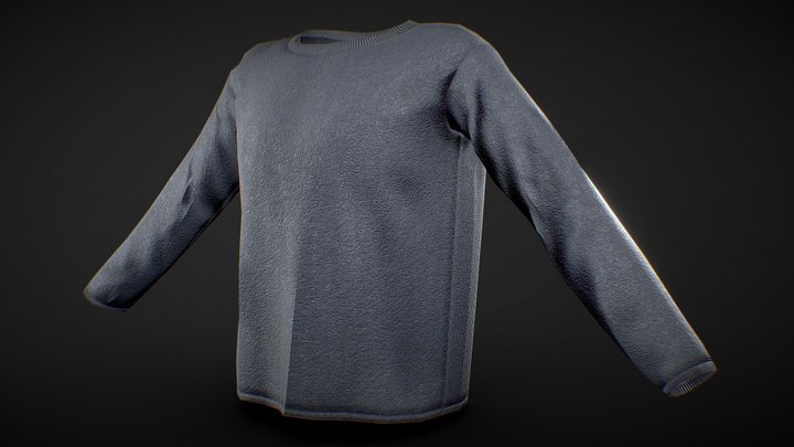 Crew neck long-sleeve t-shirt male 3D Model