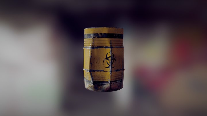 Damaged Biohazard Barrel 3D Model